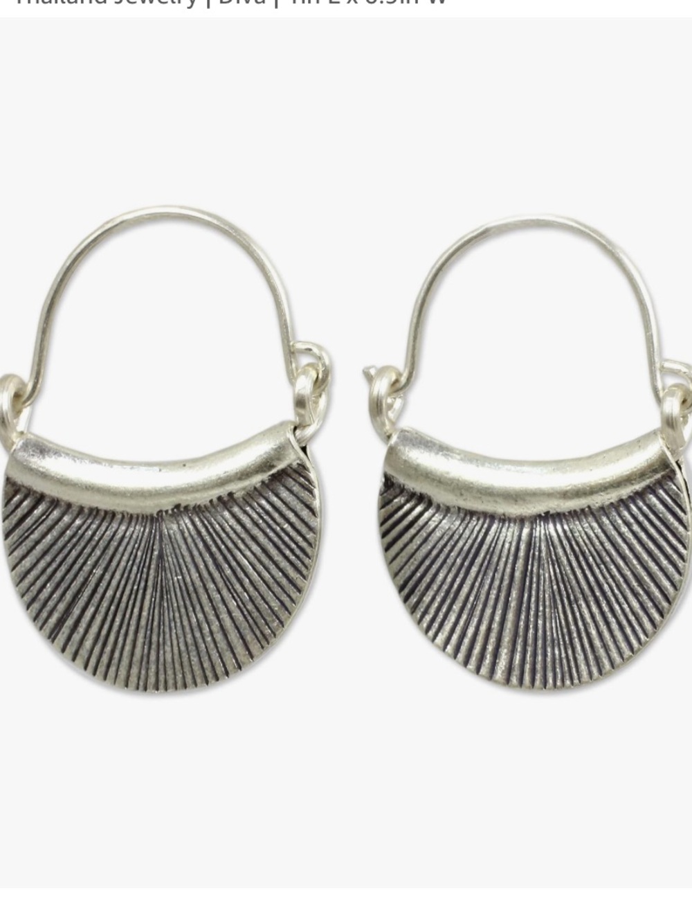 .925 Silver CRESCENT DROP EARRINGS Boho Hammered Half Moon